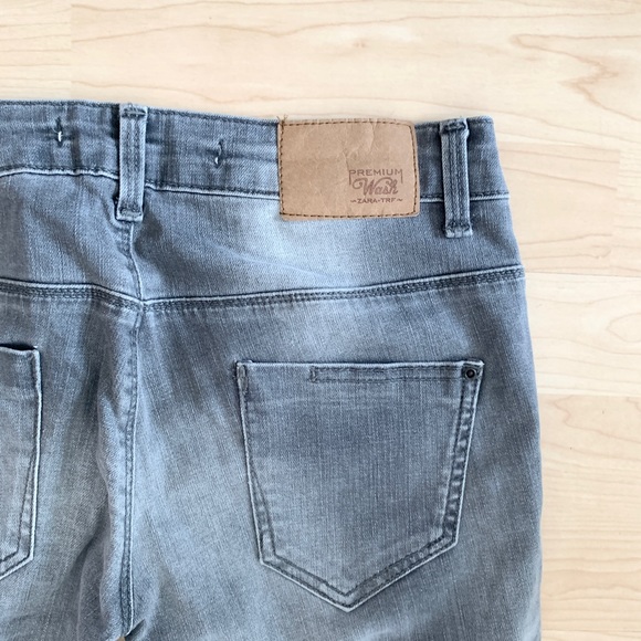 Zara MMXII TRF Premium Wash Slim Fit Distressed Light Grey Denim Jeans - Picture 7 of 10